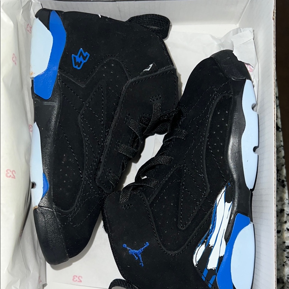 Jordan Black and Blue High-Top Sneakers